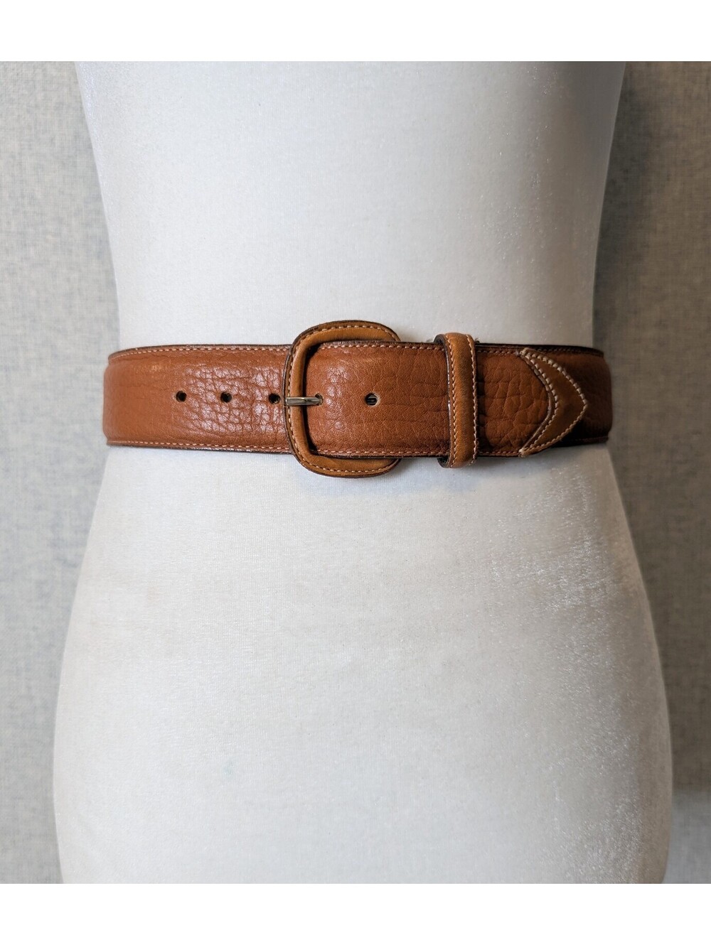 Vintage soft leather covered buckle belt
